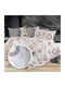 Pucioasa Set Husă de Pilotă Bumbac Semi-dublă cu Față de Pernă & 1 Cearsaf 180x200 Brown/gray