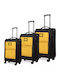 Newcom Travel Suitcases Fabric Yellow with 4 Wheels Set of 3 Pieces
