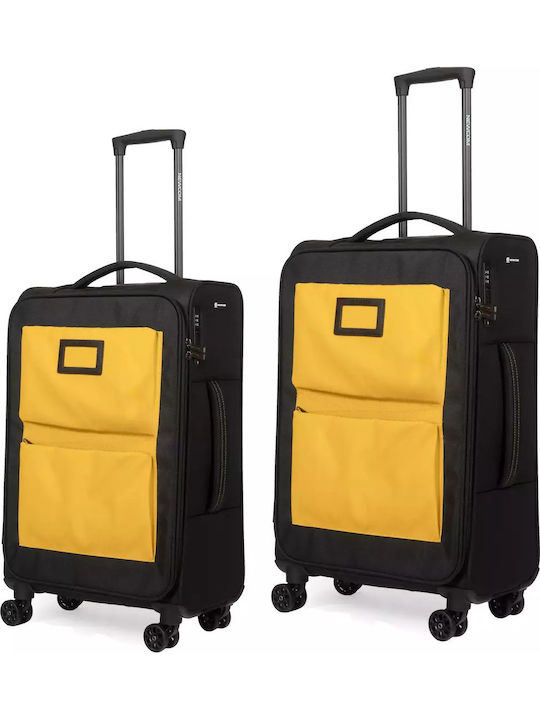 Newcom Travel Suitcases Fabric Yellow with 4 Wh...