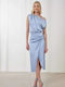 Dezzie Satin Midi Fustă Plic Albastru deschis