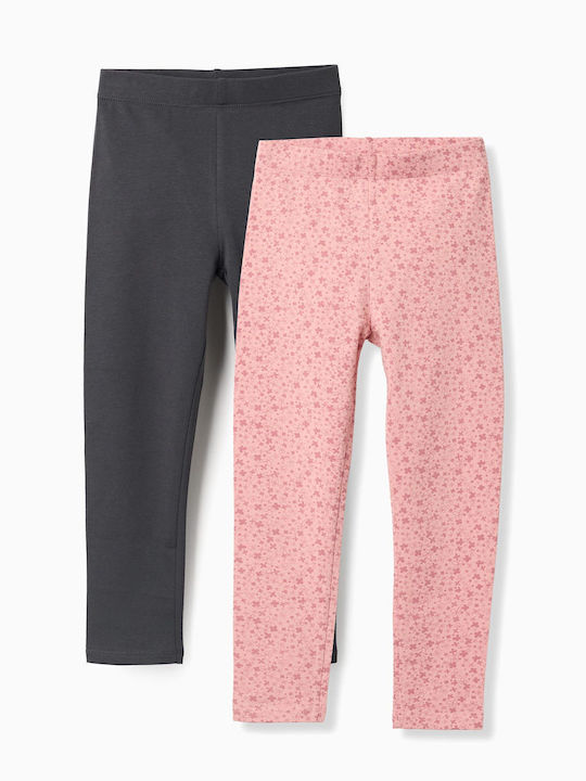 Kids Leggings Set Long Pink-anthracite