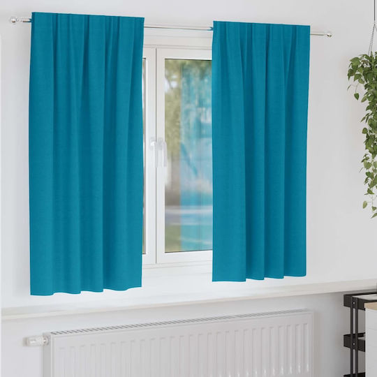 vidaXL Turquoise Window Blackout Curtain Set with Pencil Pleat 140x175cm
