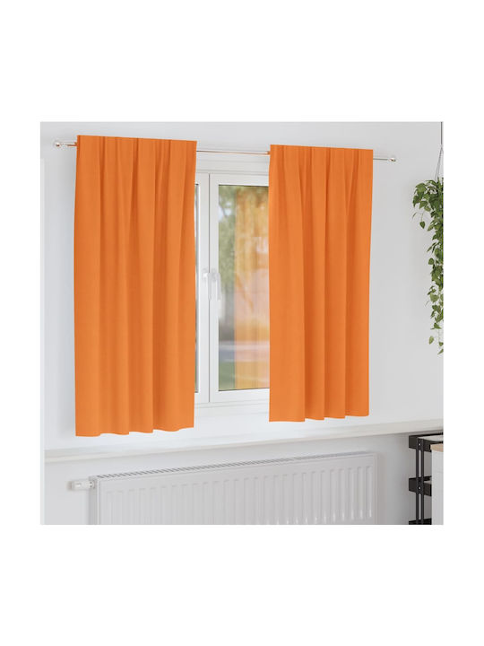 vidaXL Set of Orange Blackout Curtains for Wind...