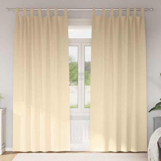 vidaXL Set Curtains with Tab Tops Beige 140x225cm