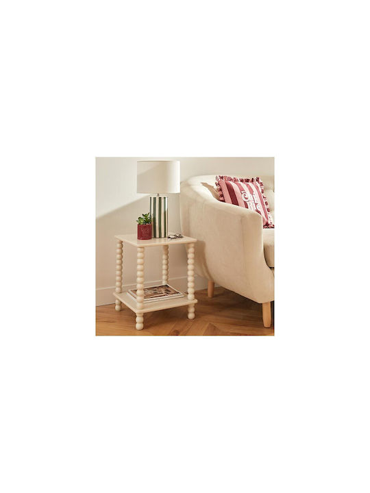 Square Side Table Wooden Beige 40x40x44cm