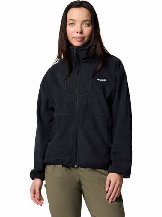 Full Fleece Γυναικεία Ζακέτα με Φερμουάρ Black
