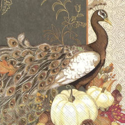 Decoupage Kaffeefarbene Pfau Serviette 1 Stück
