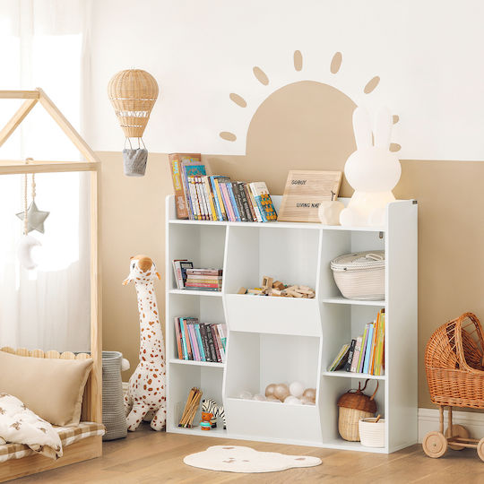 Bibliotecă Perete Lemn Alb 106x30x104cm