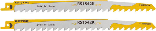 Rs1542k Hcs/240 Mm Комплект От 2 Бройки Ламели За Пила Ротор От Дърво 240*19*1.5 Mm 3tpi