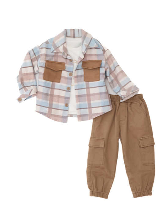 Restart Kids' Set with Pants Winter 3pcs Beige-...