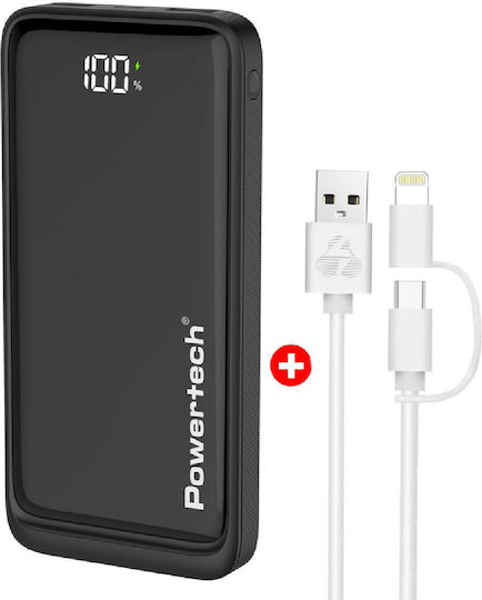 Powertech Външна Батерия 10000mAh 22.5W с 2 USB-A Изходни Порта и USB-C Изходен Порт Power Delivery / Бързо Зареждане / PPS Черна