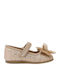 Kids Anatomic Leather Ballerinas with Hoop & Loop Closure Gold