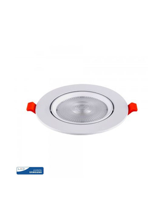 V-TAC Round Metallic Frame for Spot Built-in LED and Natural White Light White 22.5x22.5cm. 1pcs