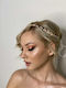 Zoya Unique Beauty Bridal Ribbon Gold Metal Decorated Sparkling Transparent Crystals