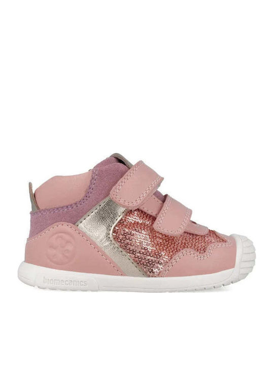 Παιδικά Sneakers High Ανατομικά με Σκρατς Ροζ