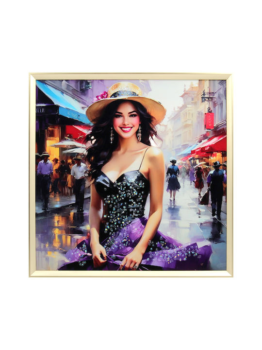 Wall Painting 60x60 with Frame Embossed Strass ...