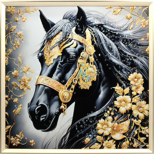 Wall Painting 60x60 with Frame Embossed Strass Keskor 26060-3