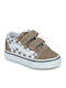 Old Skool Kids Sneakers With Hoop & Loop Closure Brown