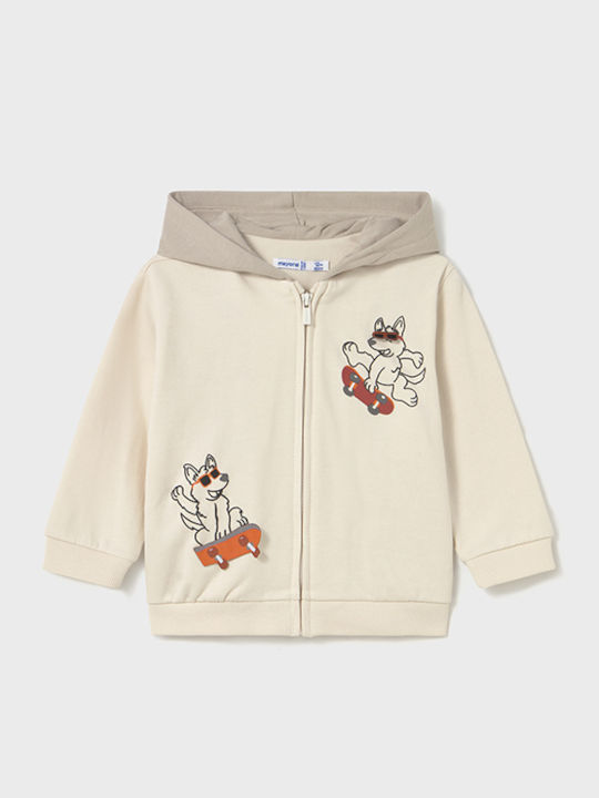 Mayoral Kids Cardigan Cotton with Hood Beige Play