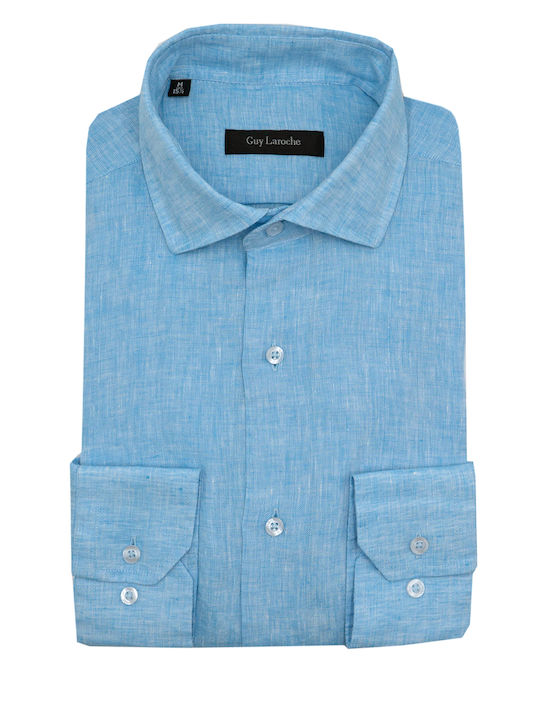 Langärmlig Leinen Hemd Aqua