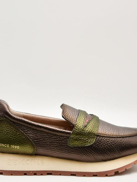 Hispanitas Leather Women's Loafers in Brown Color