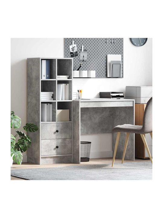 Kids Desk with Library made of Melamine Gray 90x50x76cm