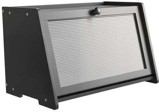 Vivatechnix Cutie de pâine cu capac din bambus Neagră 42x25x26cm