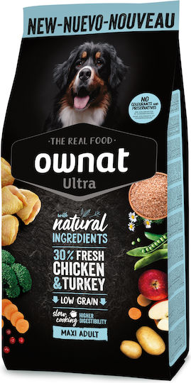 Ultra 12kg Dry Food with Few Grains for Adult Large Breed Dogs with Chicken, Turkey and Meat