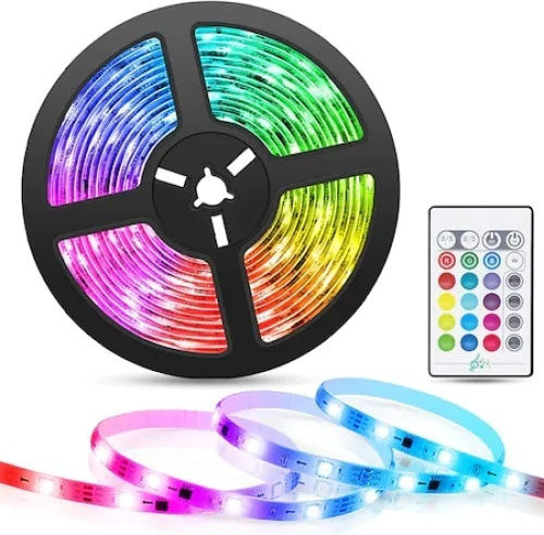Bandă LED 220V RGB Lumină 5m cu Sursă de alimentare & Telecomandă