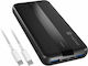Natec Trevi Slim Q V2 Power Bank 10000mAh 18W with 2 USB-A Ports and 2 USB-C Ports Power Delivery Black