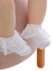 Official Elastic Frilly Socks Impressive Detailed Lace Rich Layers White
