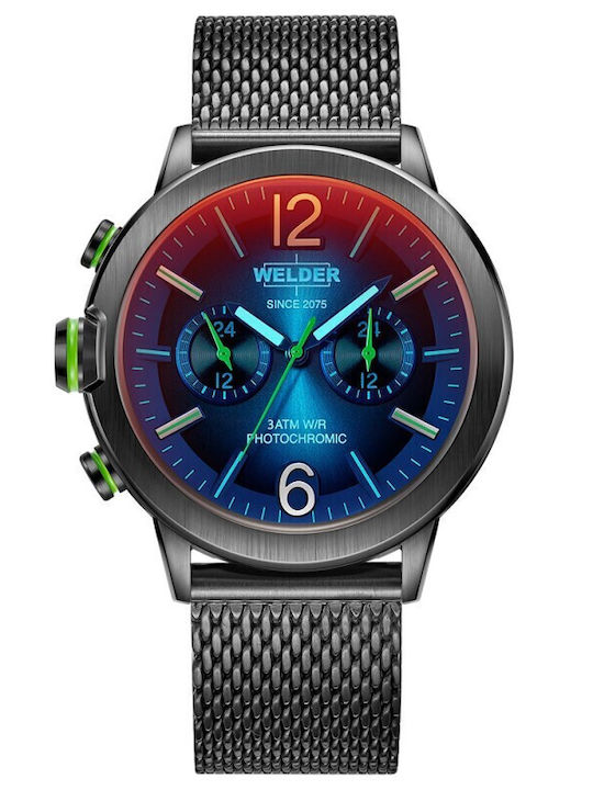 Welder Herrenuhr Batterie mit Schwarz Metallarmband