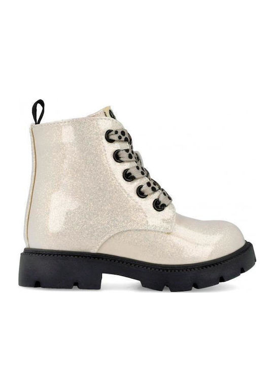 Anatomical Leather Kids Boots with Zipper Beige