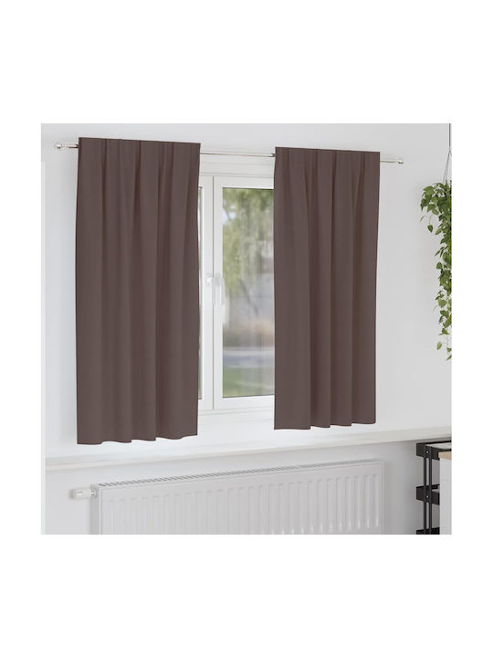 vidaXL Set Curtains Blackout Window with Pencil Pleat Brown 140x175cm