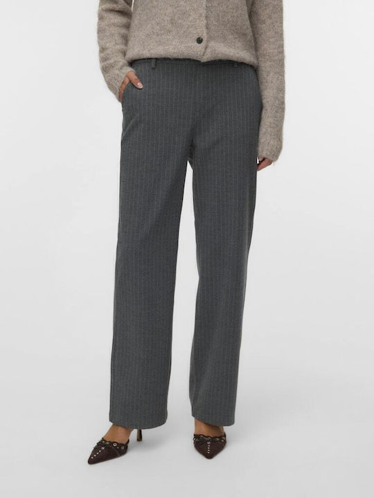 Maya Damen Hoch tailliert Stoff Hose in Geradem Schnitt Medium Grey Melange