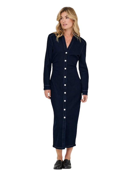 Caitlin Midi Shirt Dress Denim Dark Blue Denim