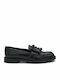 Leather Women's Loafers in Black Color