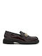 Patent Leather Women's Loafers in Burgundy Color