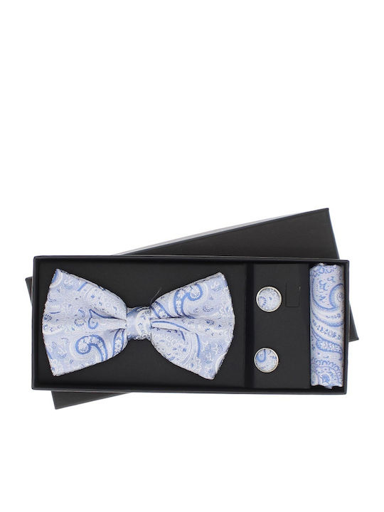 3-teilige Set Fliegen Manschettenknöpfe Einstecktuch Herren Buticcochet Blau Setp281