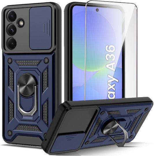 Θήκη Θωράκισης Samsung Galaxy A36 5g Camshield Slide Μπλε + Γυαλί 9h