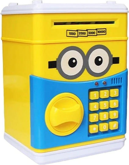 Pușculiță Interactivă Copii Funcție ATM Cod PIN Funcționare pe Baterii Galben Albastru