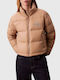 Women's Short Puffer Jacket for Winter Sandy Brown