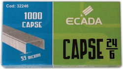 24/6 Staples Box 1000 Pieces Galvanized Steel 53 Microns Ecada