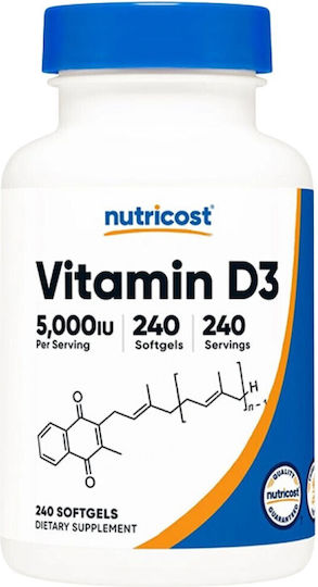 Nutricost Vitamin D3 Vitamin for Immune System Boost & Bone Health 5000iu 240 softgels