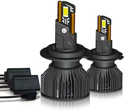 Set 2 Lămpi Auto LED H1 180W Canbus 60mm Fără Eroare 23000lm 6000K T55 Mini Negru
