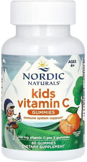 Nordic Naturals Kids Vitamin C Витамин за Кожата & Антиоксидантно действие 250мг Tangerine 5гр 60 желирани бонбони
