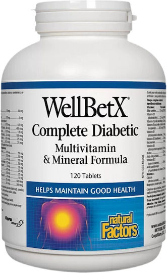 Natural Factors WellBetX® Complete Diabetic Специално Хранително Допълнение 120 Таблетки