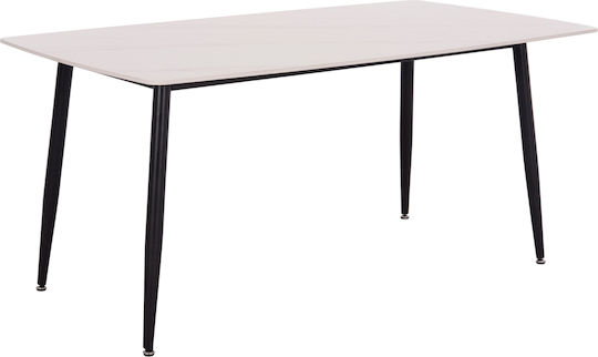 Masă Sala de mese White Marble, Black 160x80x74buc