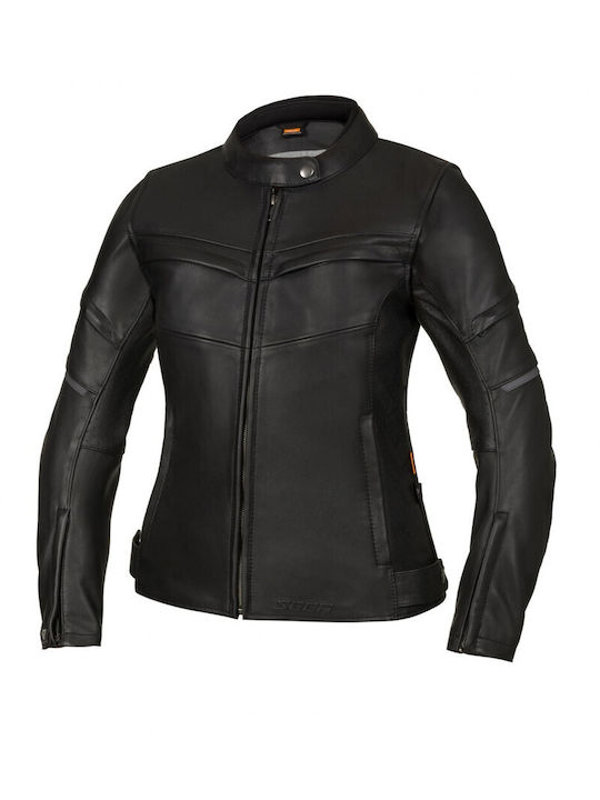 Seca Winter Damen Motorradjacke Leder Schwarz