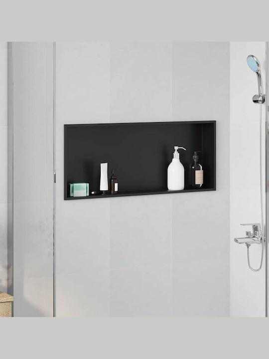 vidaXL Επιτοίχια Ραφιέρα Μπάνιου Μεταλλική 75x9.5x30cm Μαύρη